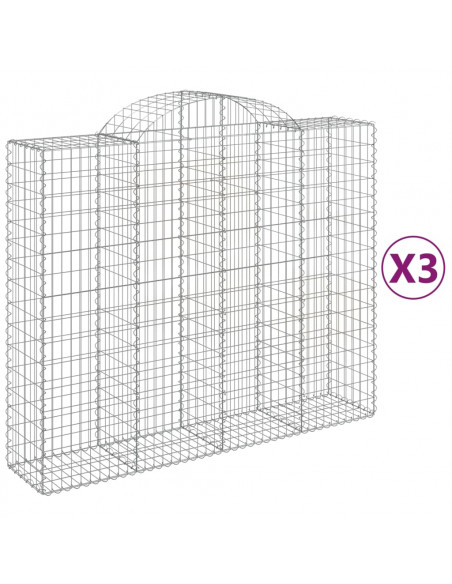 Cesti Gabbioni ad Arco 3 pz 200x50x160/180 cm Ferro Zincato