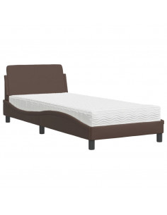 Letto con Materasso Marrone 90x190 cm in Similpelle 2