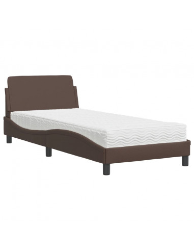 Letto con Materasso Marrone 90x190 cm in Similpelle