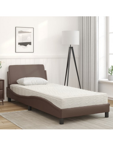 Letto con Materasso Marrone 90x190 cm in Similpelle