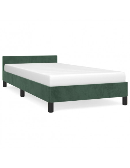Giroletto con Testiera Verde Scuro 90x200 cm in Velluto