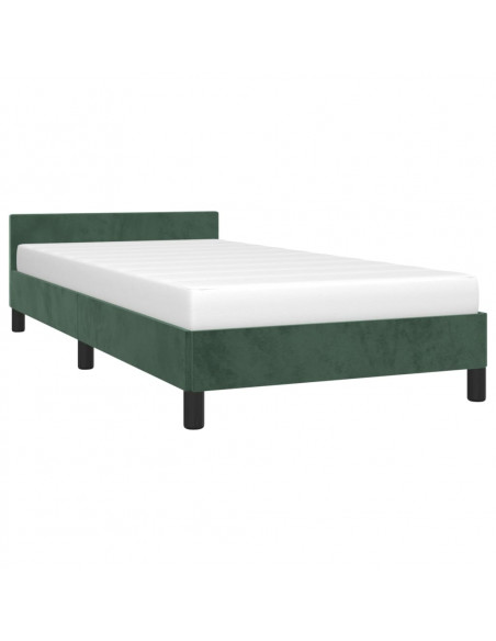 Giroletto con Testiera Verde Scuro 90x200 cm in Velluto