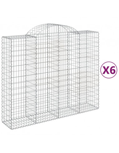 Cesti Gabbioni ad Arco 6 pz 200x50x160/180 cm Ferro Zincato