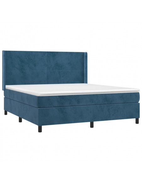 Giroletto a Molle con Materasso Blu Scuro 160x200 cm in Velluto