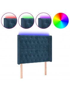 Testiera a LED Blu Scuro 103x16x118/128 cm in Velluto 2