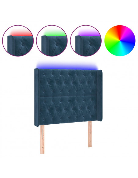 Testiera a LED Blu Scuro 103x16x118/128 cm in Velluto