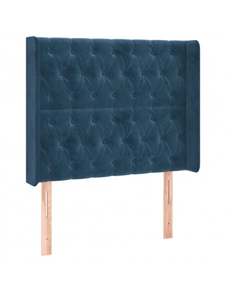 Testiera a LED Blu Scuro 103x16x118/128 cm in Velluto