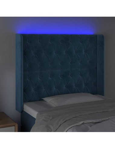 Testiera a LED Blu Scuro 103x16x118/128 cm in Velluto