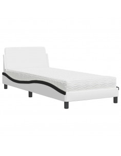 Letto con Materasso Nero e Bianco 80x200 cm in Similpelle 2