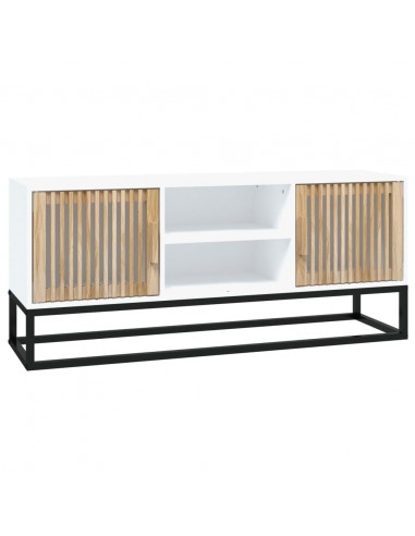 Mobile Porta TV Bianco 105x30x45cm in Legno Multistrato e Ferro