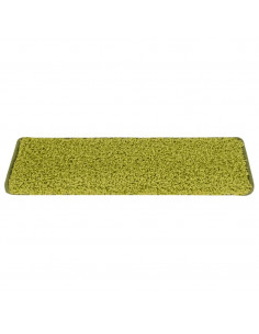 Tappetini per scale 15 pz 65x21x4 cm Verde Bordo rettangolare 2