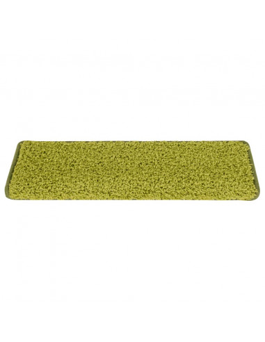 Tappetini per scale 15 pz 65x21x4 cm Verde Bordo rettangolare