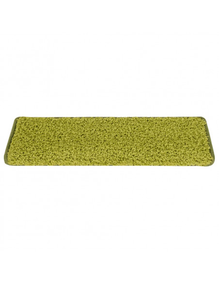 Tappetini per scale 15 pz 65x21x4 cm Verde Bordo rettangolare