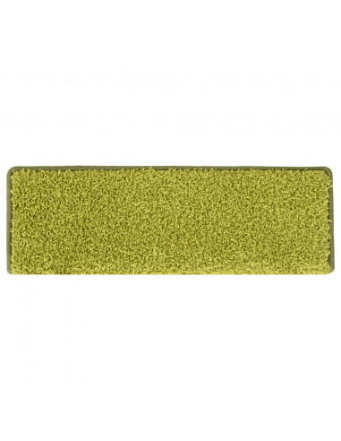 Tappetini per scale 15 pz 65x21x4 cm Verde Bordo rettangolare
