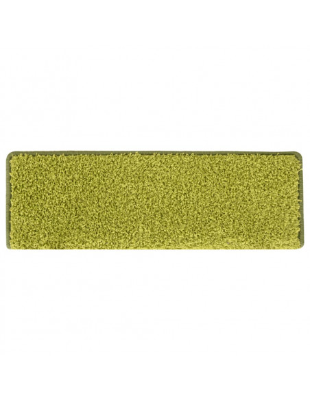 Tappetini per scale 15 pz 65x21x4 cm Verde Bordo rettangolare