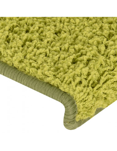 Tappetini per scale 15 pz 65x21x4 cm Verde Bordo rettangolare