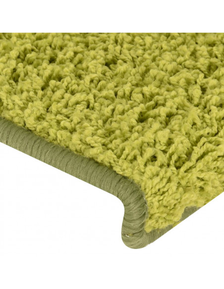Tappetini per scale 15 pz 65x21x4 cm Verde Bordo rettangolare