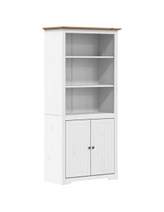Libreria BODO 80x40x172 cm Legno Massello Pino Bianco e Marrone 2