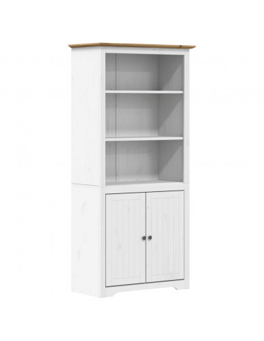 Libreria BODO 80x40x172 cm Legno Massello Pino Bianco e Marrone