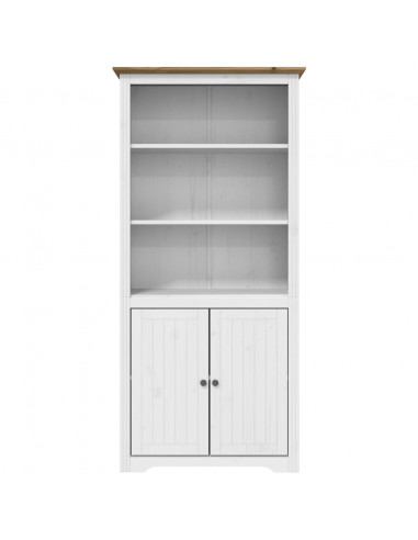 Libreria BODO 80x40x172 cm Legno Massello Pino Bianco e Marrone