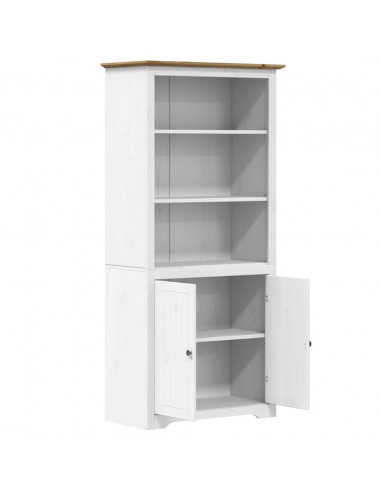 Libreria BODO 80x40x172 cm Legno Massello Pino Bianco e Marrone