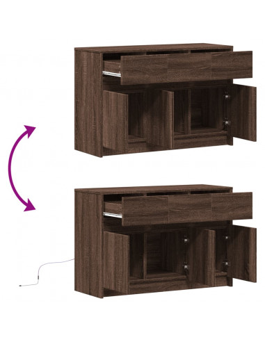 Mobile Porta TV con LED Rovere Marrone 91x34x61 cm Truciolato