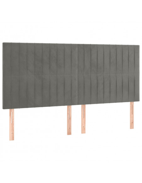 Testiera a LED Grigio Chiaro 200x5x118/128 cm in Velluto