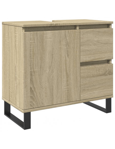Set Mobili da Bagno 3 pz Rovere Sonoma in Legno Multistrato