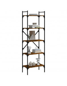 Libreria Rovere Fumo 5 Ripiani 56x31,5x174 cm Legno Multistrato 2