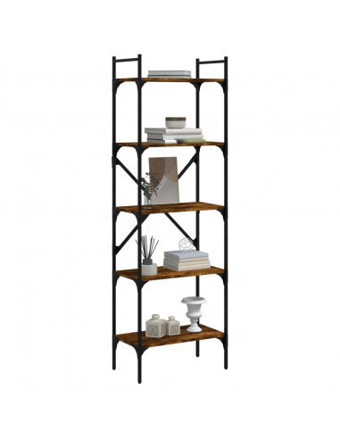 Libreria Rovere Fumo 5 Ripiani 56x31,5x174 cm Legno Multistrato