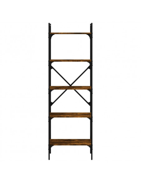 Libreria Rovere Fumo 5 Ripiani 56x31,5x174 cm Legno Multistrato