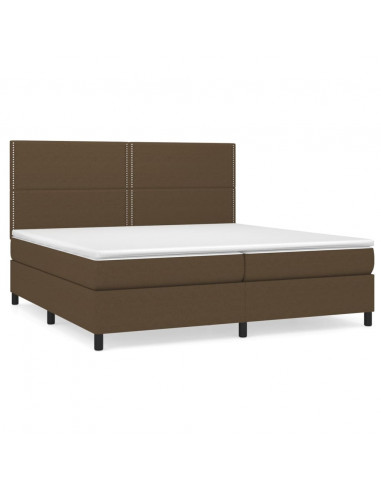 Giroletto a Molle con Materasso Marrone Scuro 200x200cm Tessuto