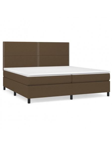 Giroletto a Molle con Materasso Marrone Scuro 200x200cm Tessuto