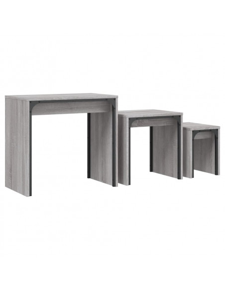 Tavolini Salotto Impilabili 3pz Grigio Sonoma Legno Multistrato