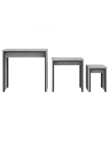 Tavolini Salotto Impilabili 3pz Grigio Sonoma Legno Multistrato