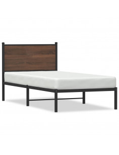 Giroletto con Testiera in Metallo Rovere Marrone 75x190 cm 2