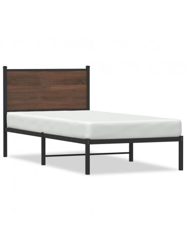 Giroletto con Testiera in Metallo Rovere Marrone 75x190 cm