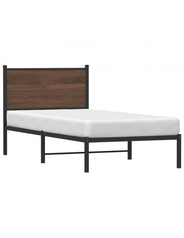 Giroletto con Testiera in Metallo Rovere Marrone 75x190 cm