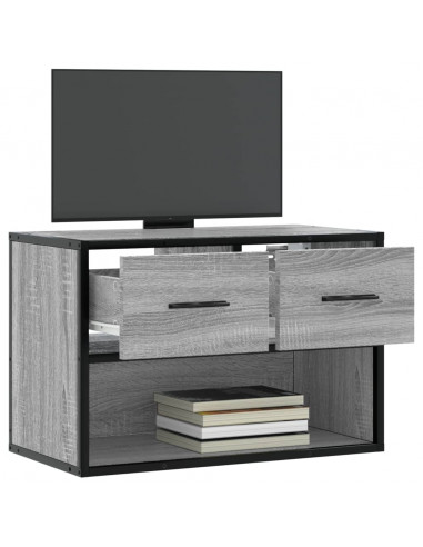 Mobile TV Grigio Sonoma 60x31x39,5cm in Truciolato e Metallo