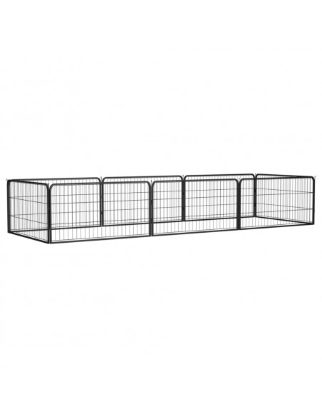 Box Cani 8 Pannelli Nero 100x50 cm Acciaio Verniciato Polvere