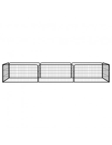 Box Cani 8 Pannelli Nero 100x50 cm Acciaio Verniciato Polvere