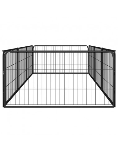 Box Cani 8 Pannelli Nero 100x50 cm Acciaio Verniciato Polvere