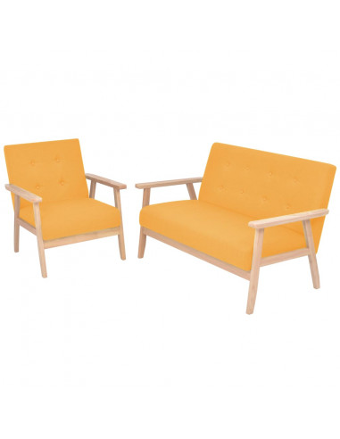 Set di Divani 2 pz in Tessuto Giallo