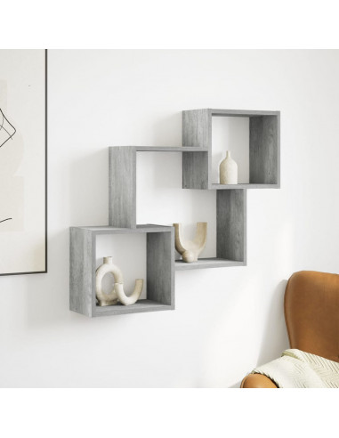 Mobile a Parete 78x18x71 cm Grigio Cemento Legno Multistrato