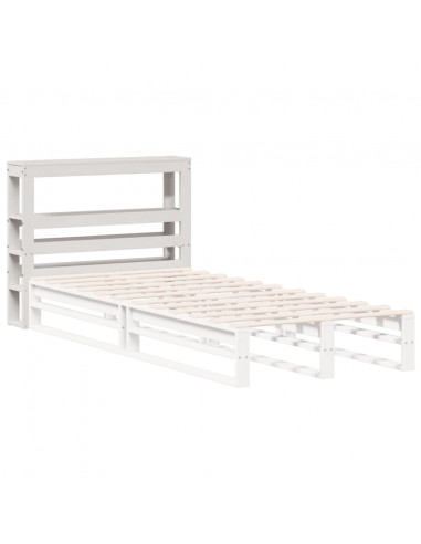 Testiera con Ripiani Bianca 90 cm in Legno Massello di Pino