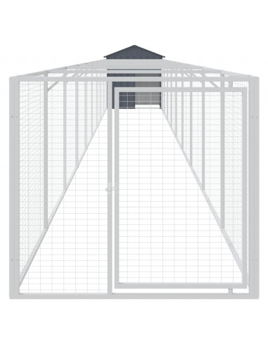 Casetta Cani con Tetto Antracite 117x1017x123cm Acciaio Zincato