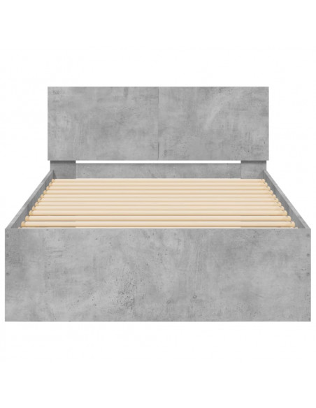 Giroletto con Testiera e LED Grigio Cemento 100x200 cm