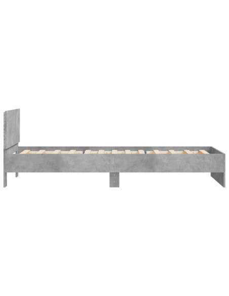 Giroletto con Testiera e LED Grigio Cemento 100x200 cm