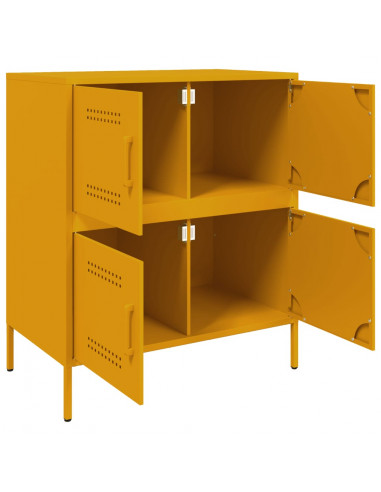 Credenza Giallo Senape 68x39x79 cm in Acciaio