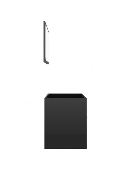 Set Mobili da Bagno 2 pz Nero Lucido in Legno Multistrato